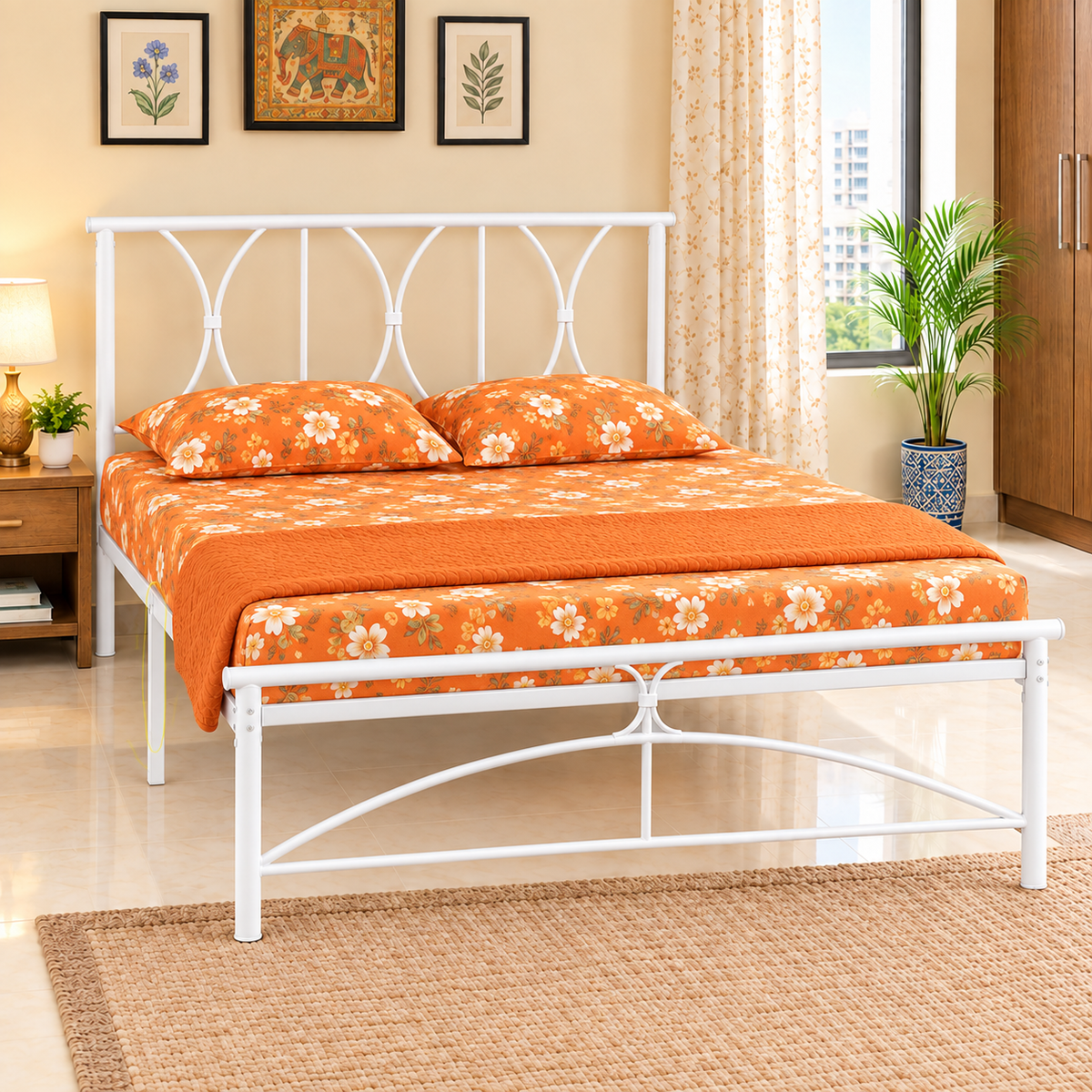 zeno-namariq-solid-wrought-iron-metal-bed-cot-without-inbuilt-storage-box-space-saving-bedroom-furniture-architectural-arched-head-footboard-with-without-mattress-king-queen-single-sizes-powder-coated-white-color