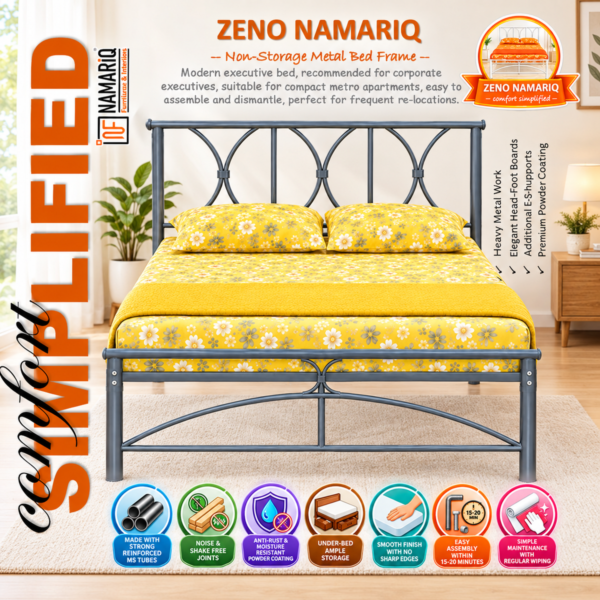 zeno-namariq-solid-wrought-iron-metal-bed-cot-without-inbuilt-storage-box-space-saving-bedroom-furniture-architectural-arched-head-footboard-with-without-mattress-king-queen-single-sizes-powder-coated-grey-color