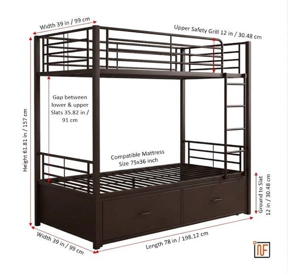 yugma-namariq-twin-over-twin-heavy-duty-metal-bunk-bed-with-integrated-dual-drawer-storage-dark-brown-powder-coated-finish-without-mattresses