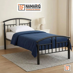 AETERNUM NAMARIQ: Arched Silhouette Premium Metal Bed - Without Inbuilt Storage – Water Resistant & Anti-Rust Powder Coated Finish - BLACK