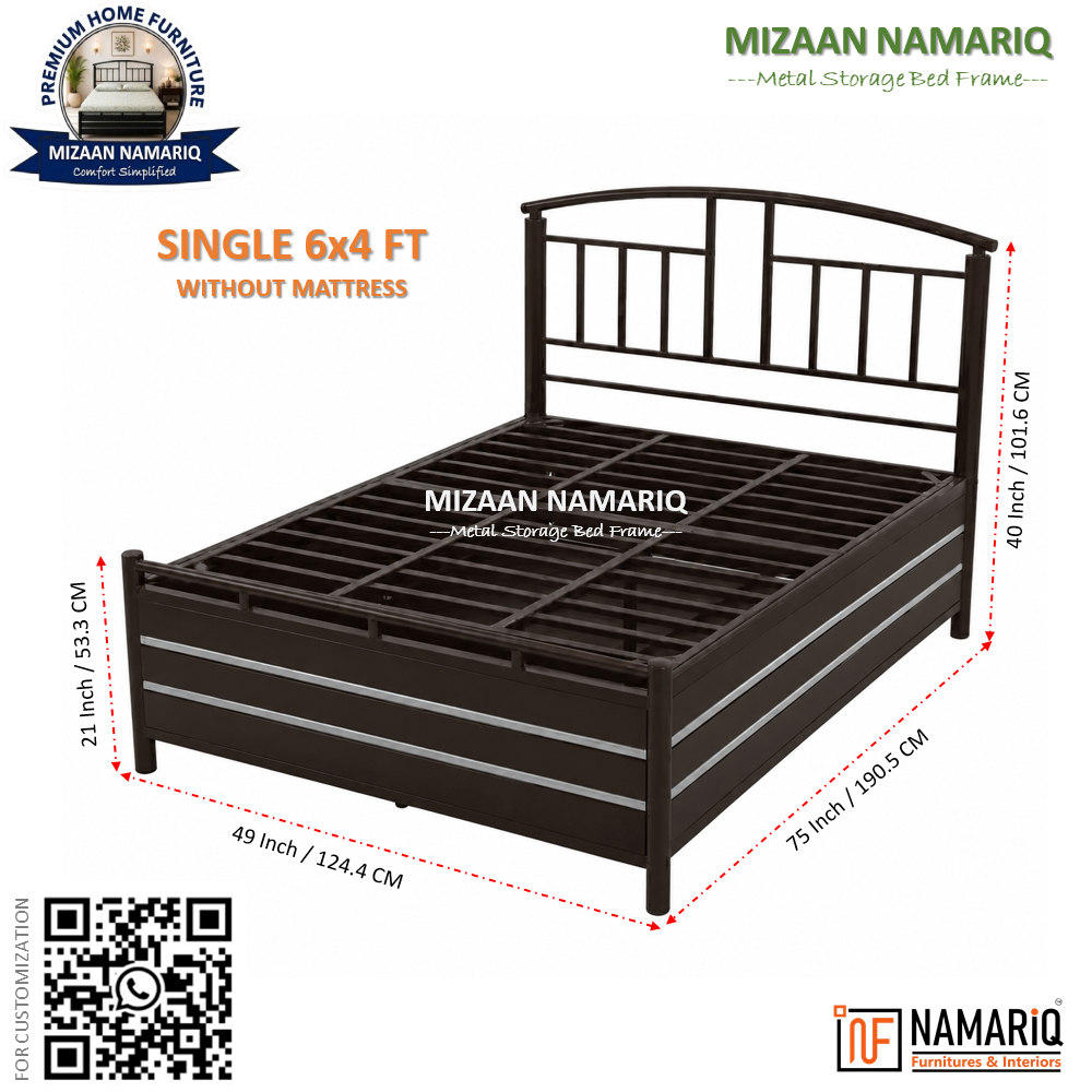 mizaan-namariq-heavy-duty-hydraulic-storage-metal-bed-frame-with-designer-headboard-bedroom-furniture-easy-assembly-premium-powder-coated-king-queen-single-sizes-brown-color