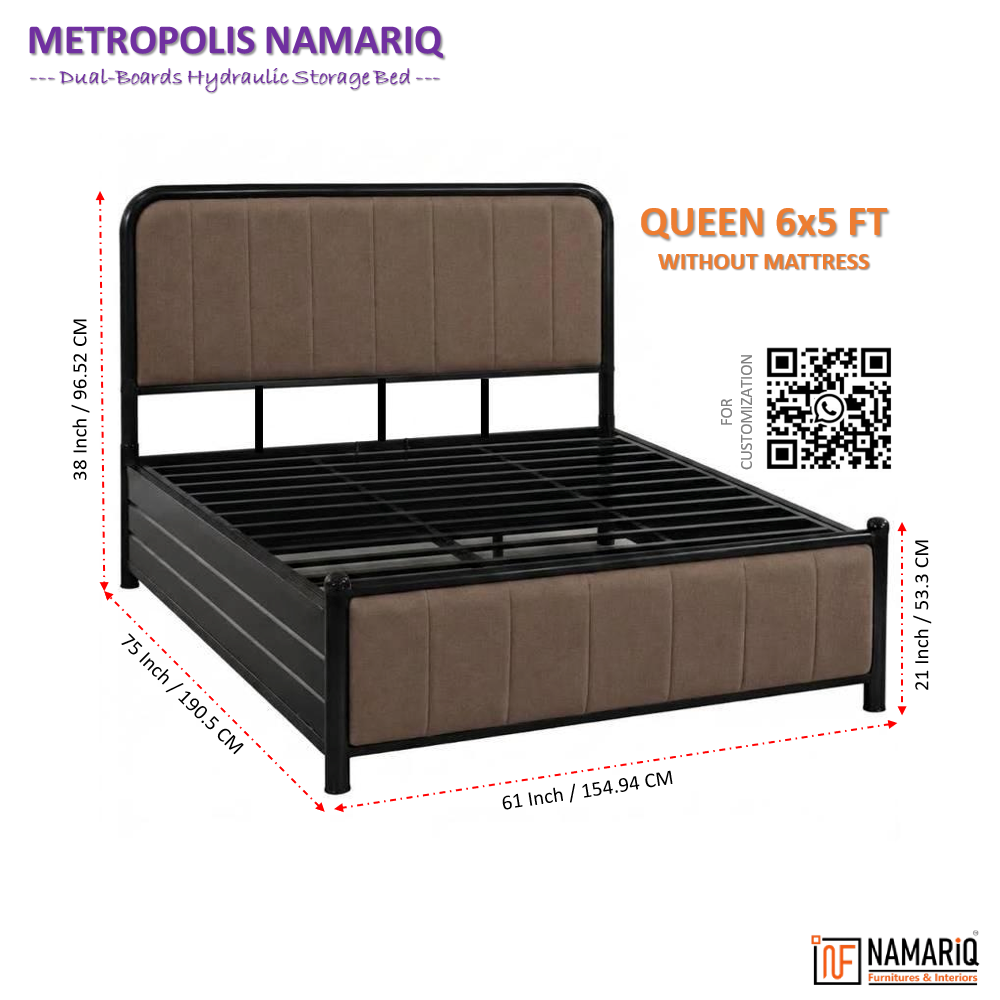 metropolis-namariq-hydraulic-storage-metal-bed-frame-with-cushioned-tufted-head-footboards-bedroom-furniture-easy-assembly-premium-powder-coated-king-queen-single-sizes-black-brown-color