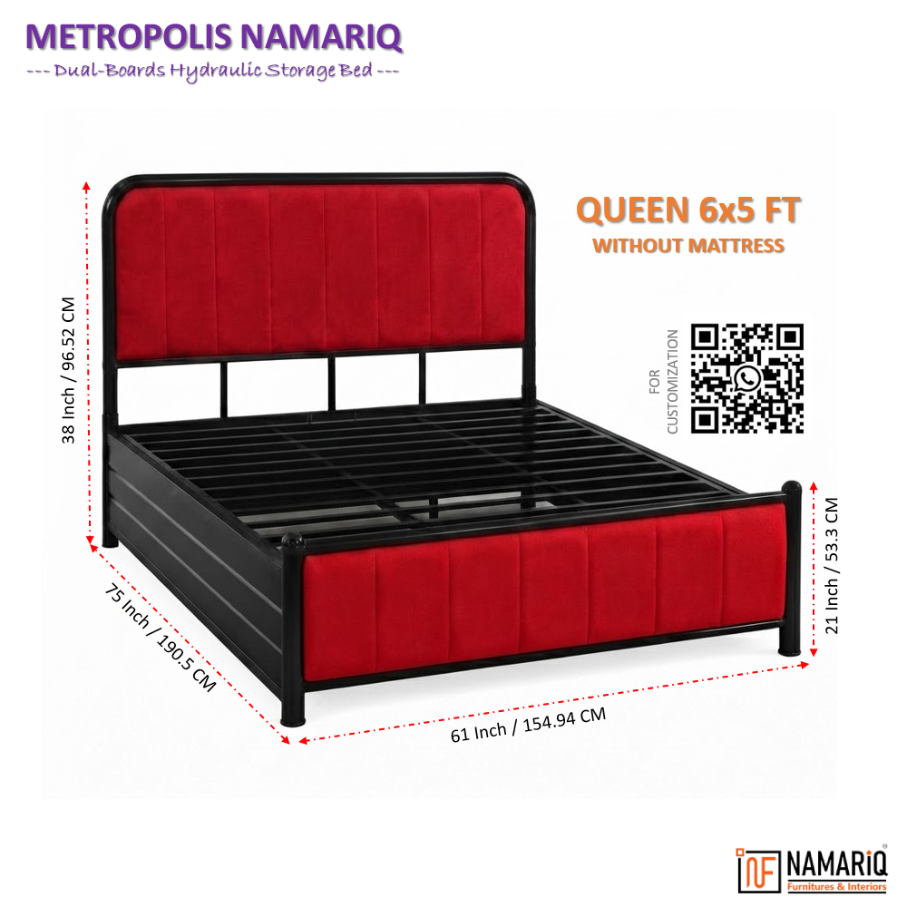 metropolis-namariq-hydraulic-storage-metal-bed-frame-with-cushioned-tufted-head-footboards-bedroom-furniture-easy-assembly-premium-powder-coated-king-queen-single-sizes-black-red-color