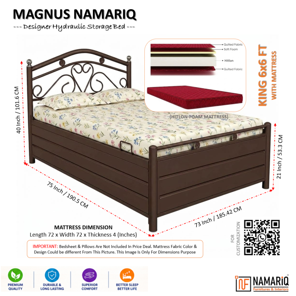 magnus-namariq-hydraulic-storage-metal-bed-frame-with-designer-headboard-bedroom-furniture-easy-assembly-premium-powder-coated-king-queen-single-sizes-brown-color