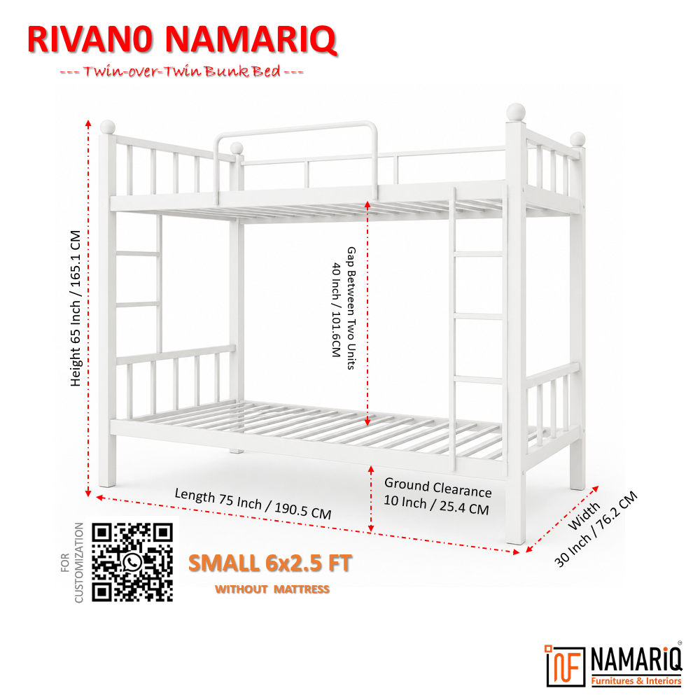 rivano-namariq-twin-bunk-bed-frame-heavy-duty-with-dual-ladder-safety-guardrails-space-saving-bed-for-kids-teens-adults-with-or-without-mattress-easy-assembly-powder-coated-white-color
