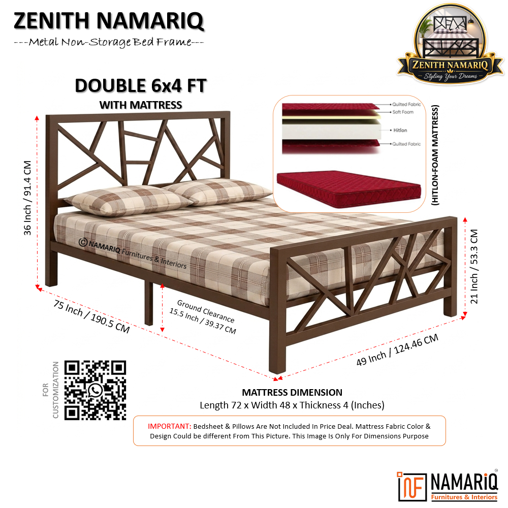 zenith-namariq-heavy-duty-metal-bed-frame-with-modern-geometric-x-pattern-solid-metal-bed-bedroom-home-furniture-with-without-mattress-powder-coated-brown-finish-king-queen-double-single-sizes