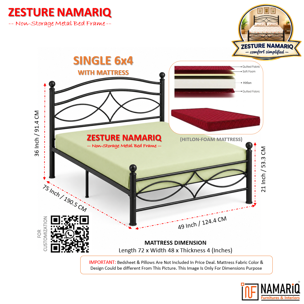 zesture-namariq-solid-wrought-iron-metal-bed-cot-without-inbuilt-storage-box-space-saving-bedroom-furniture-artistic-head-footboard-with-without-mattress-king-queen-single-sizes-powder-coated-black-color