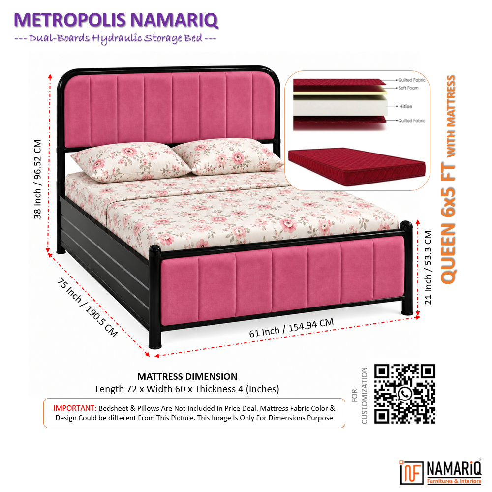 metropolis-namariq-hydraulic-storage-metal-bed-frame-with-cushioned-tufted-head-footboards-bedroom-furniture-easy-assembly-premium-powder-coated-king-queen-single-sizes-black-pink-color