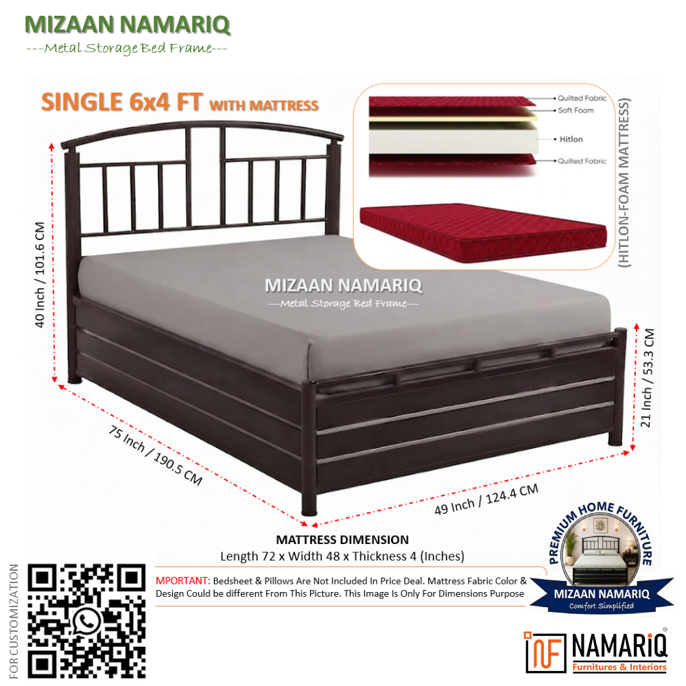 mizaan-namariq-heavy-duty-hydraulic-storage-metal-bed-frame-with-designer-headboard-bedroom-furniture-easy-assembly-premium-powder-coated-king-queen-single-sizes-brown-color