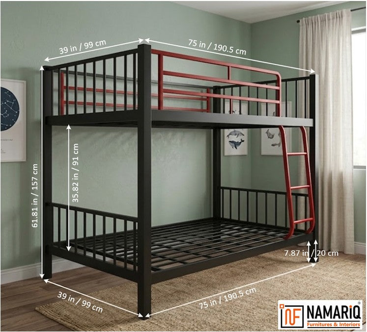 kidmania-namariq-twin-over-twin-heavy-duty-metal-bunk-bed-without-storage-box-designed-for-kids-teenagers-and-adult-siblings-black-red-color-without-mattress