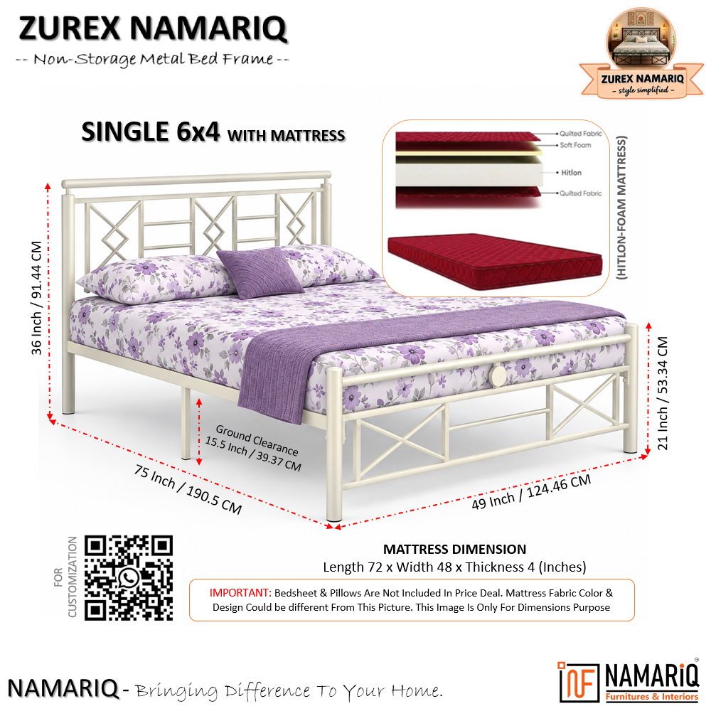 zurex-namariq-heavy-duty-metal-bed-frame-with-modern-geometric-headboard-footboard-bedroom-home-furniture-with-without-mattress-powder-coated-ivory-finish-king-queen-single-sizes