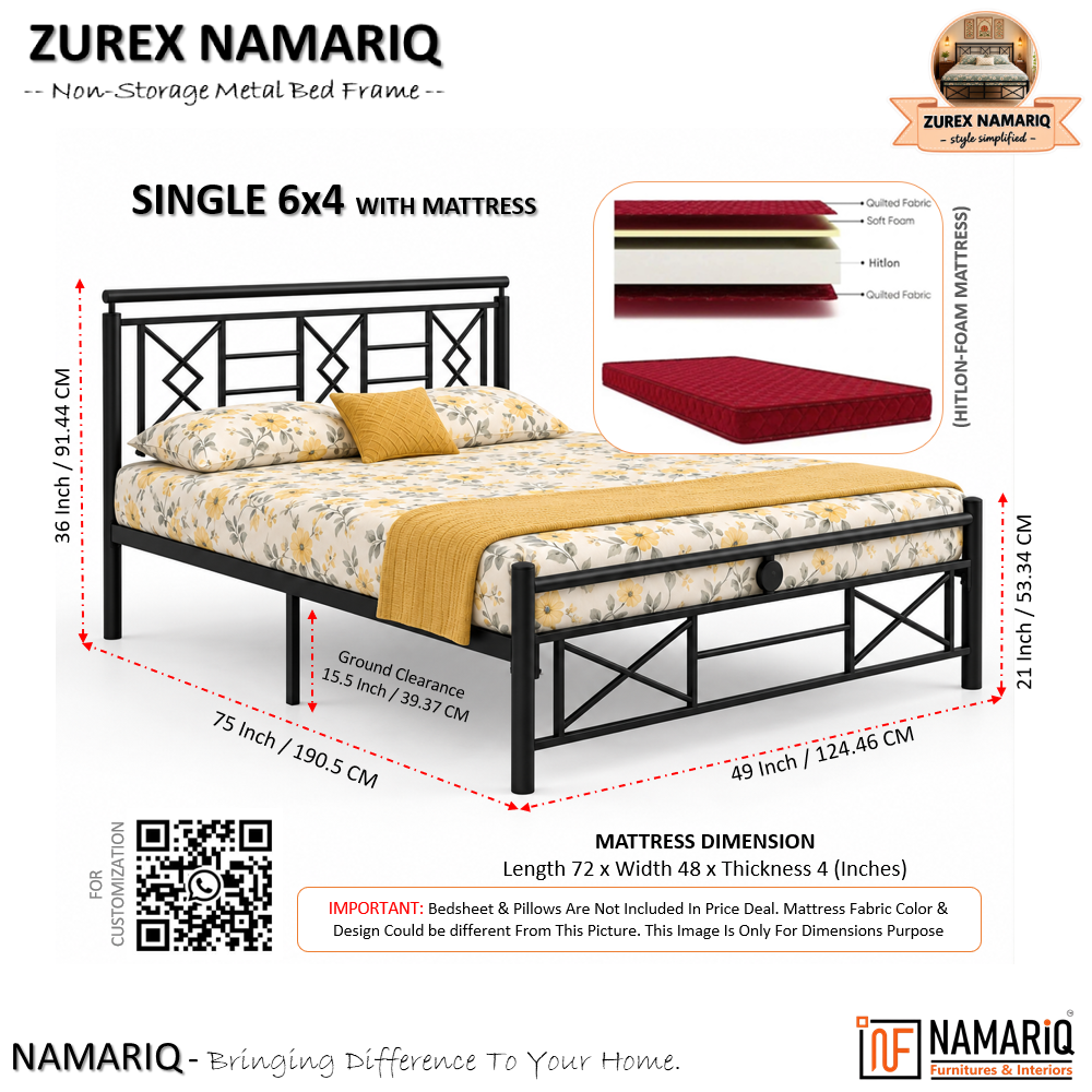 zurex-namariq-heavy-duty-metal-bed-frame-with-modern-geometric-headboard-footboard-bedroom-home-furniture-with-without-mattress-powder-coated-black-finish-king-queen-single-sizes