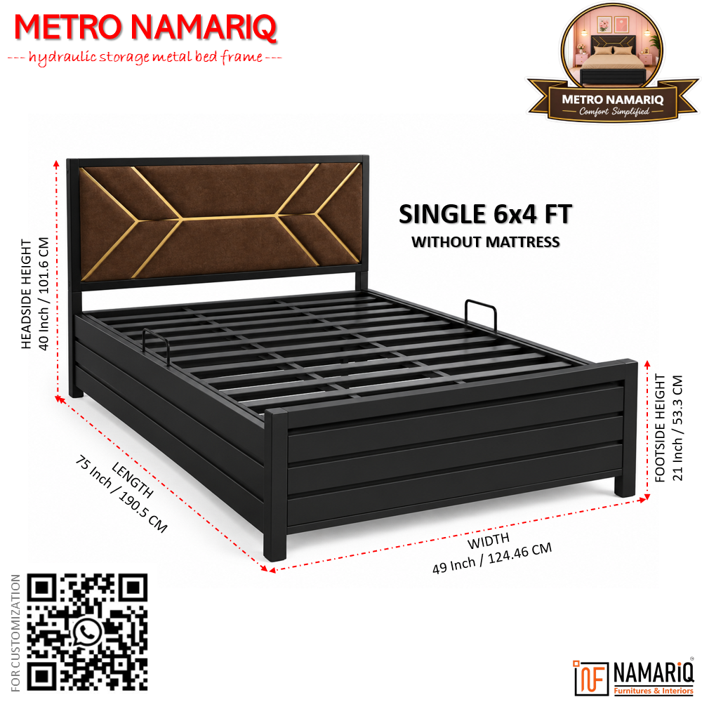 metro-namariq-hydraulic-storage-box-metal-bed-frame-with-tufted-fabric-brown-golden-headboard-bedroom-furniture-easy-assembly-premium-powder-coated-king-queen-single-sizes-black-color
