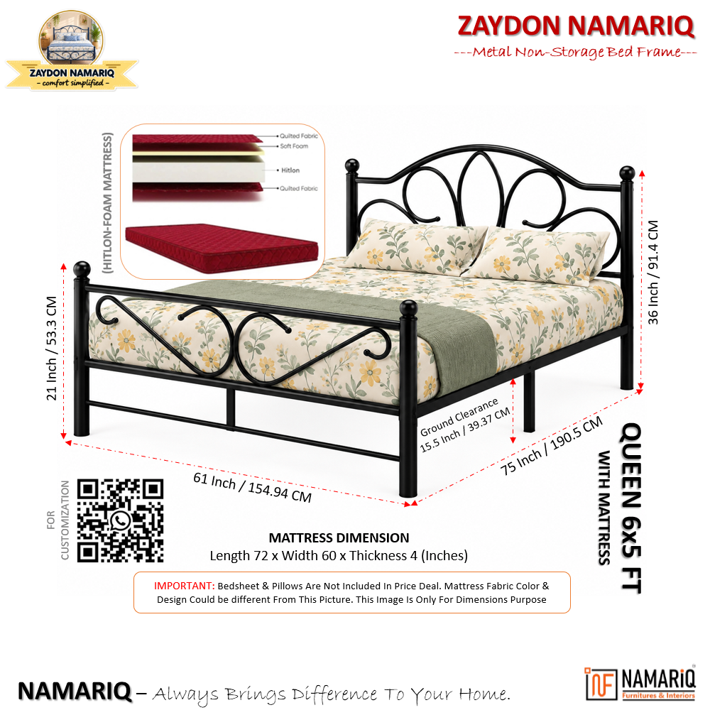 zaydon-namariq-solid-wrought-iron-metal-bed-cot-without-inbuilt-storage-box-space-saving-bedroom-furniture-artistic-head-footboard-with-without-mattress-king-queen-single-twin-sizes-powder-coated-black-color