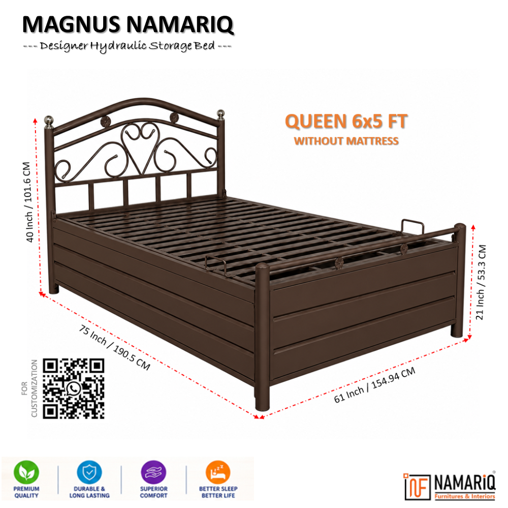 magnus-namariq-hydraulic-storage-metal-bed-frame-with-designer-headboard-bedroom-furniture-easy-assembly-premium-powder-coated-king-queen-single-sizes-brown-color