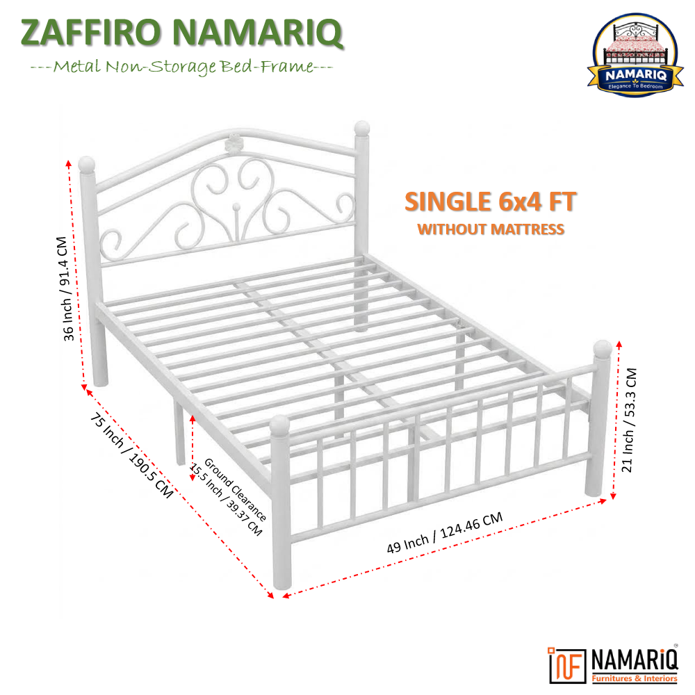 zaffiro-namariq-wrought-iron-modern-metal-bed-cot-without-inbuilt-storage-box-space-saving-bedroom-furniture-artistic-head-footboard-with-without-mattress-king-queen-single-sizes-powder-coated-white-color