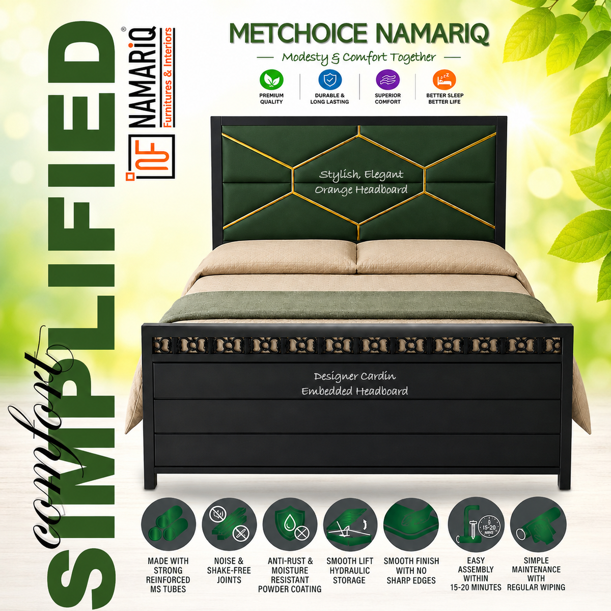 metchoice-namariq-hydraulic-storage-box-metal-bed-frame-with-tufted-fabric-green-golden-headboard-bedroom-furniture-easy-assembly-premium-powder-coated-king-queen-single-sizes-black-color