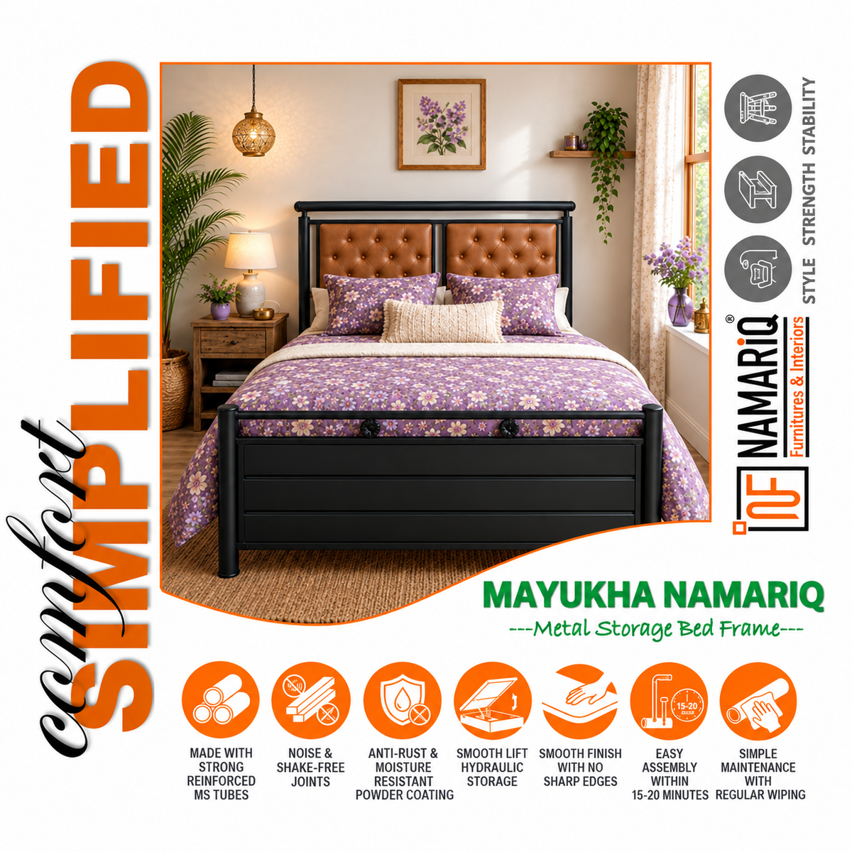 mayukha-namariq-metal-hydraulic-storage-bed-dual-tufted-headboards-bedroom-furniture-easy-assembly-premium-powder-coated-king-queen-single-sizes-black-frame-with-brown-headboard-color