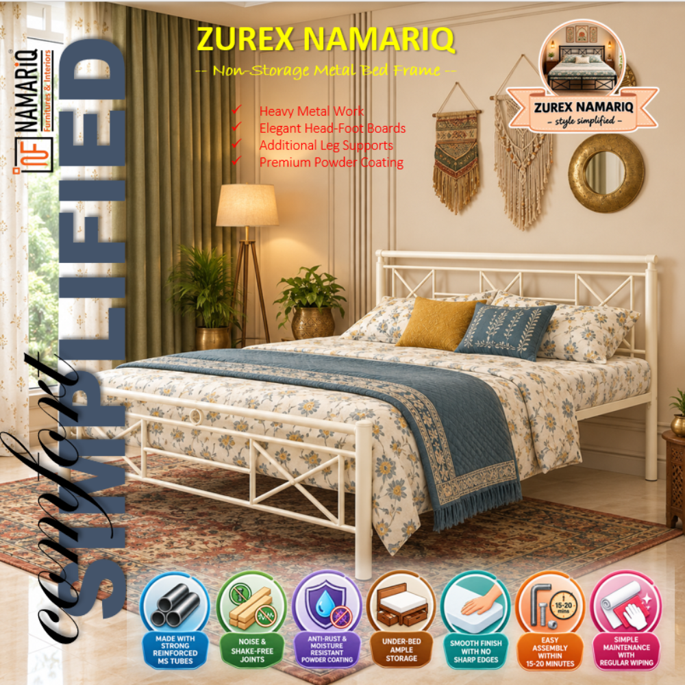 zurex-namariq-heavy-duty-metal-bed-frame-with-modern-geometric-headboard-footboard-bedroom-home-furniture-with-without-mattress-powder-coated-ivory-finish-king-queen-single-sizes