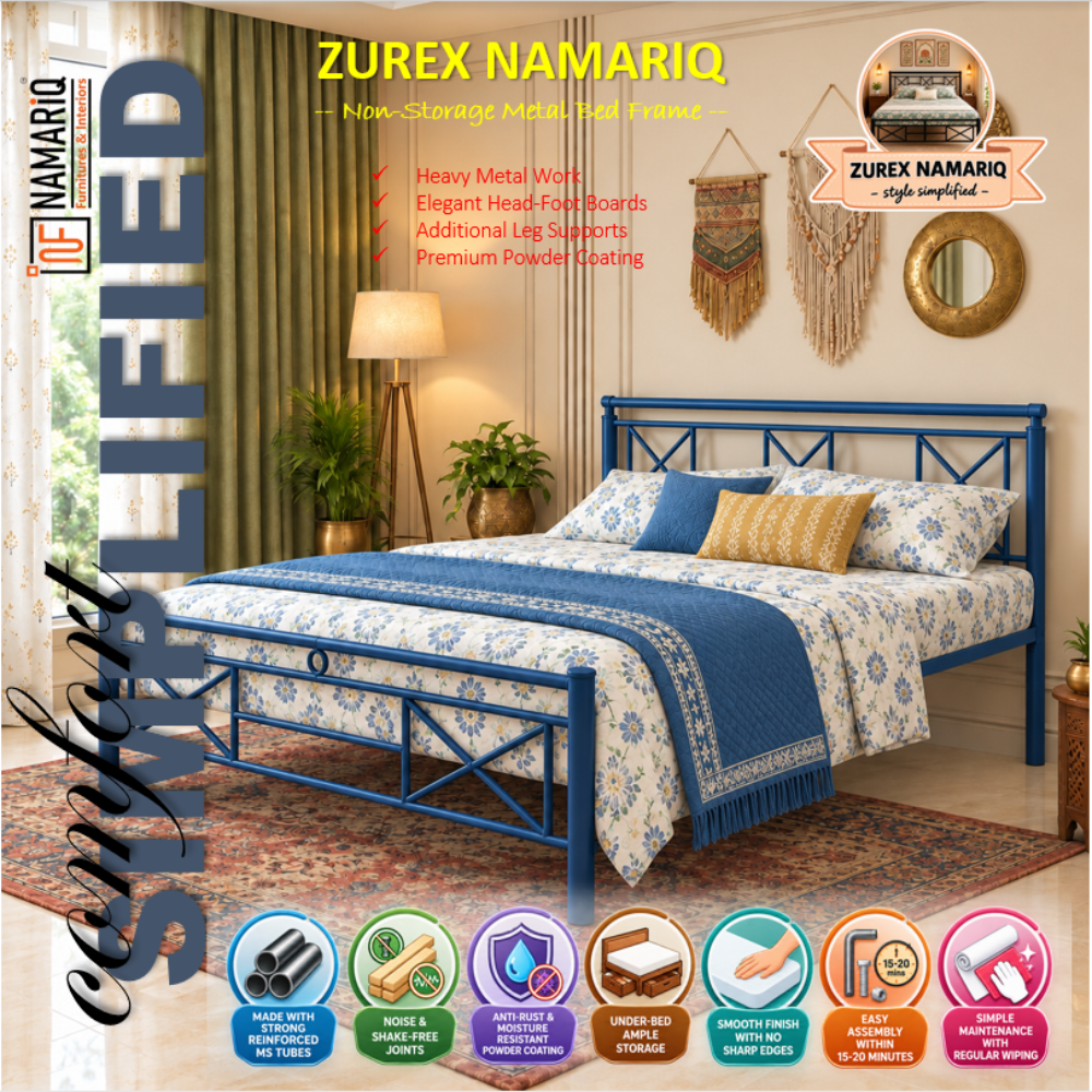 zurex-namariq-heavy-duty-metal-bed-frame-with-modern-geometric-headboard-footboard-bedroom-home-furniture-with-without-mattress-powder-coated-blue-finish-king-queen-single-sizes