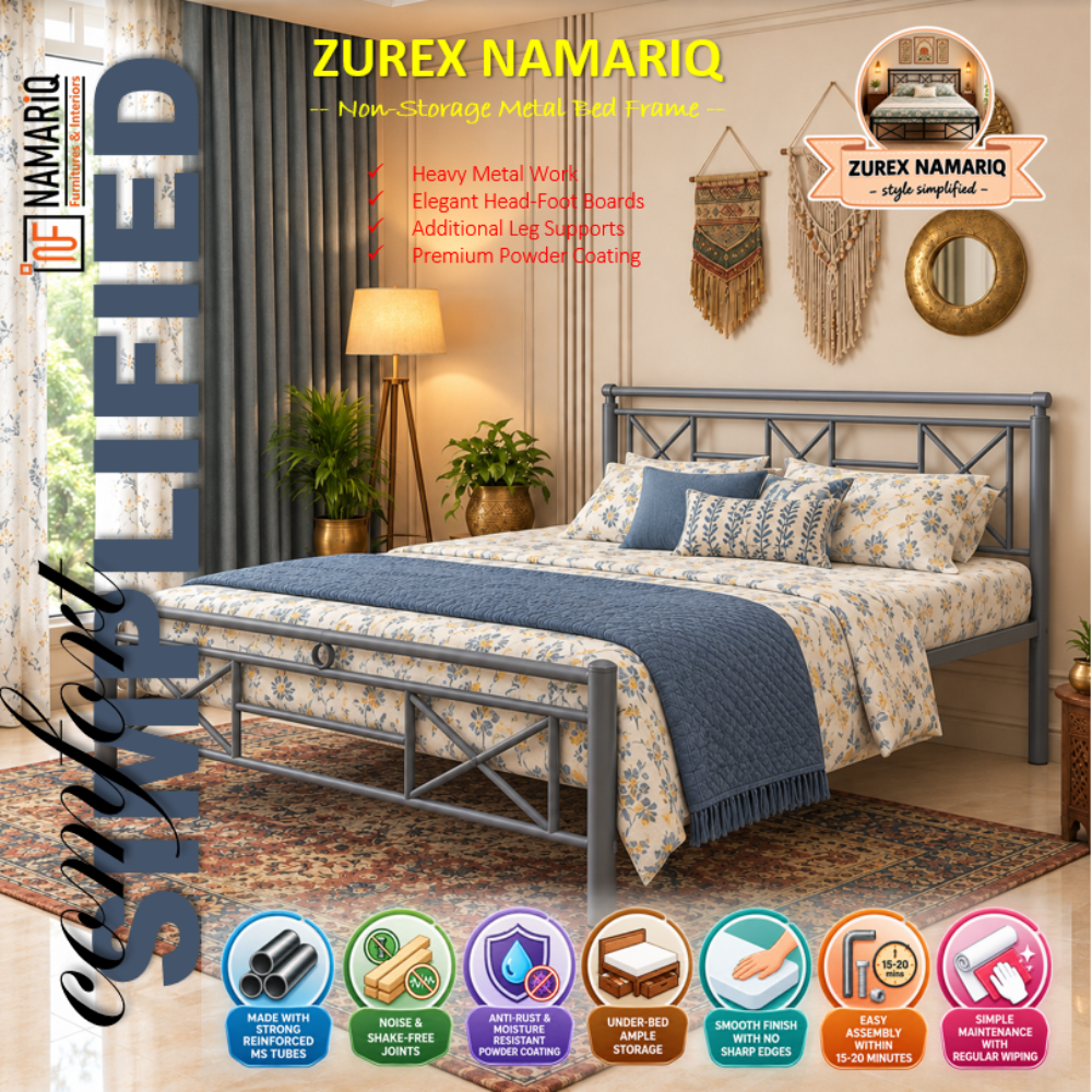 zurex-namariq-heavy-duty-metal-bed-frame-with-modern-geometric-headboard-footboard-bedroom-home-furniture-with-without-mattress-powder-coated-grey-finish-king-queen-single-sizes