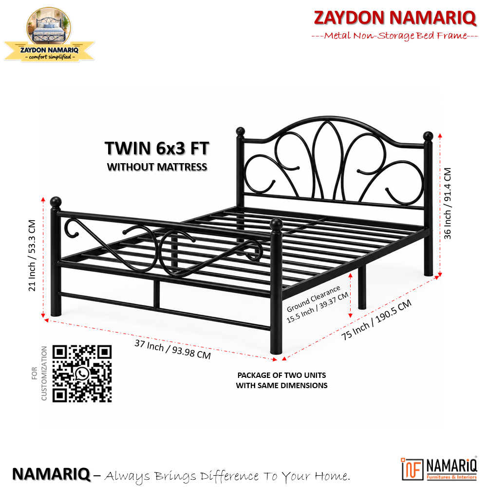 zaydon-namariq-solid-wrought-iron-metal-bed-cot-without-inbuilt-storage-box-space-saving-bedroom-furniture-artistic-head-footboard-with-without-mattress-king-queen-single-twin-sizes-powder-coated-black-color