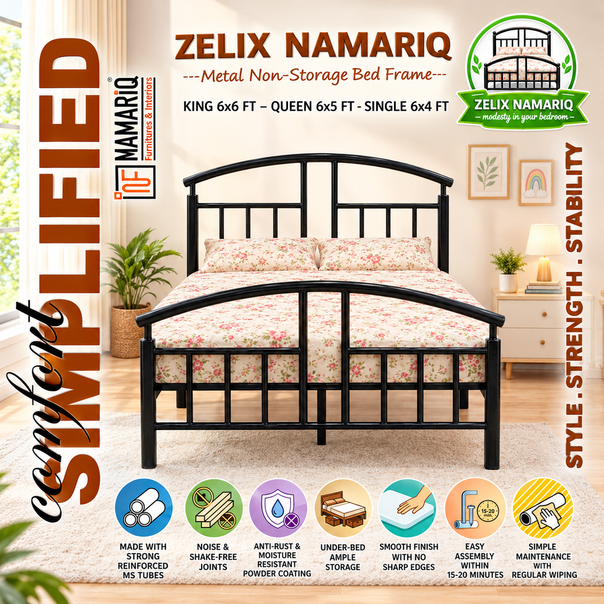 zelix-namariq-wrought-iron-metal-bed-without-inbuilt-storage-box-space-saving-bedroom-living-room-cot-bed-king-queen-single-sizes-with-without-mattress-black-color