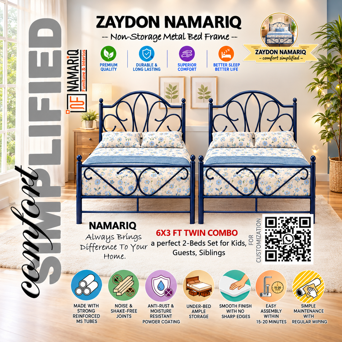 zaydon-namariq-solid-wrought-iron-metal-bed-cot-without-inbuilt-storage-box-space-saving-bedroom-furniture-artistic-head-footboard-with-without-mattress-king-queen-single-twin-sizes-powder-coated-blue-color