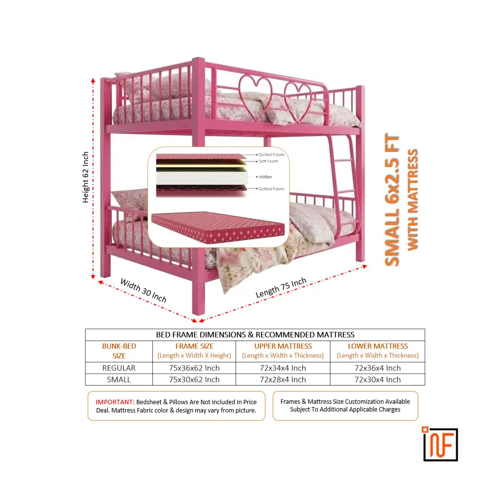 girliyapa-namariq-twin-over-twin-heart-cutout-metal-bunk-bed-for-female-siblings-without-inbuilt-storage-scratch-free-water-resistant-powder-coated-finish-vibrant-pink