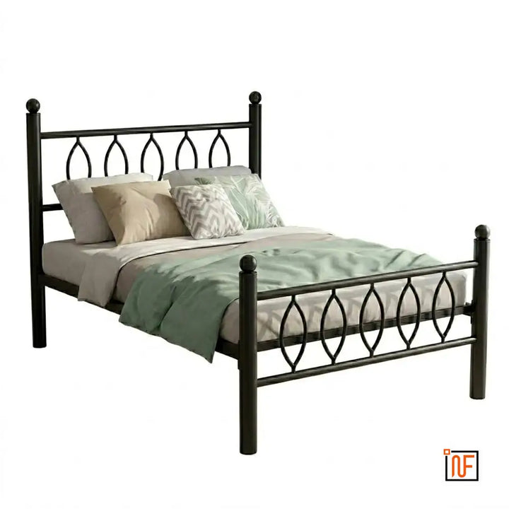 VOGUE NAMARIQ: Elegant Solid Metal Bed - Without Inbuilt Storage – Water Resistant & Anti-Rust Powder Coated Finish - BLACK+2
