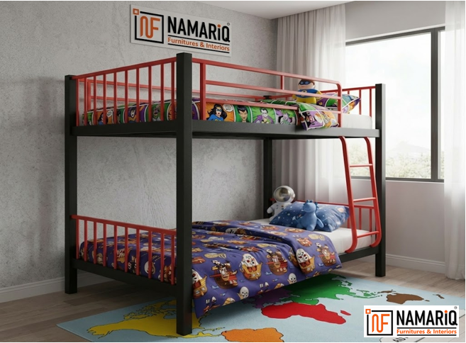 kidmania-namariq-twin-over-twin-heavy-duty-metal-bunk-bed-without-storage-box-designed-for-kids-teenagers-and-adult-siblings-black-red-color-without-mattress
