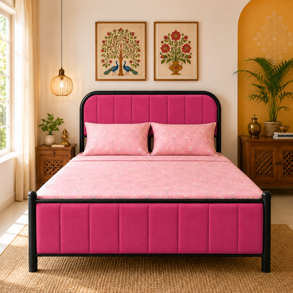 metropolis-namariq-hydraulic-storage-metal-bed-frame-with-cushioned-tufted-head-footboards-bedroom-furniture-easy-assembly-premium-powder-coated-king-queen-single-sizes-black-pink-color