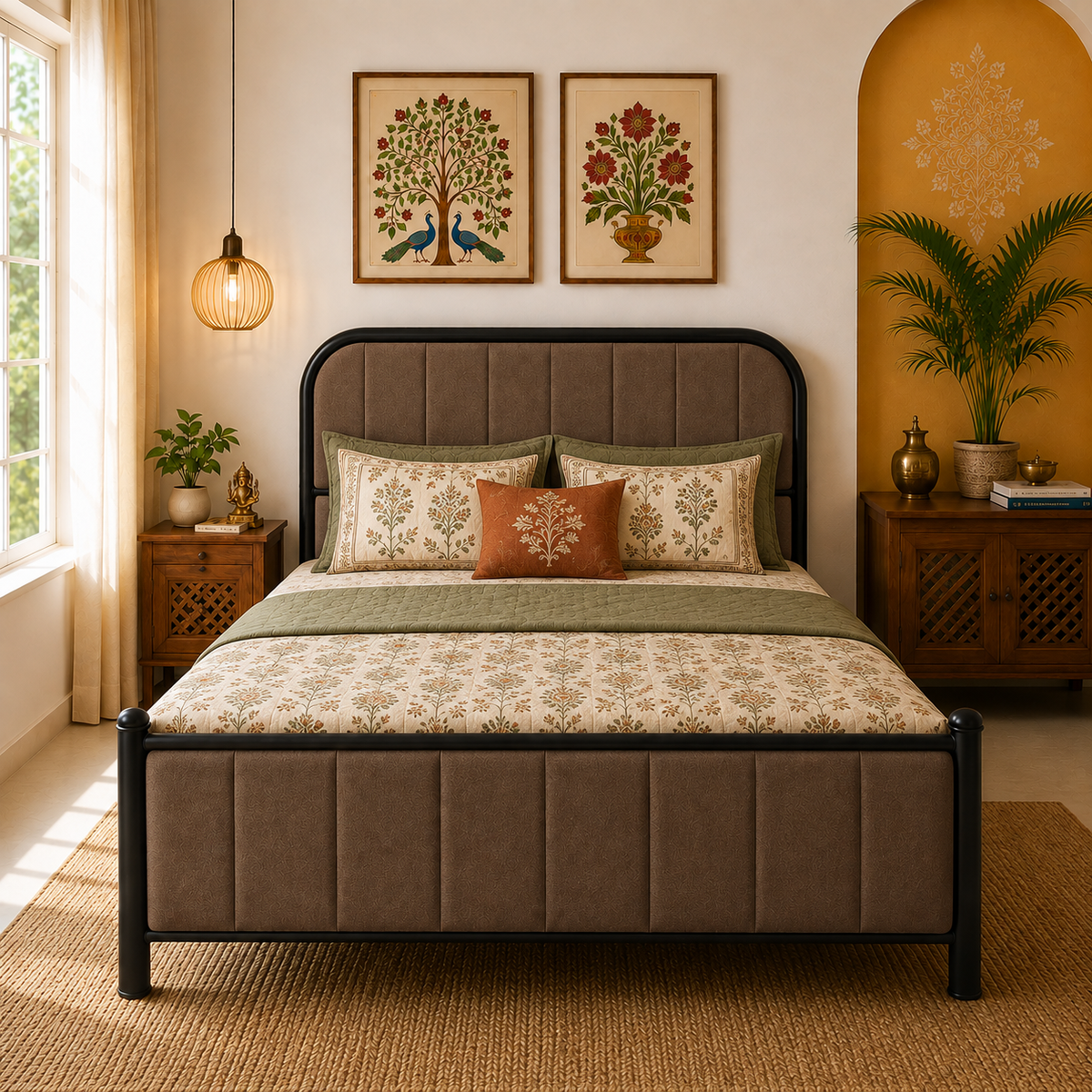 metropolis-namariq-hydraulic-storage-metal-bed-frame-with-cushioned-tufted-head-footboards-bedroom-furniture-easy-assembly-premium-powder-coated-king-queen-single-sizes-black-brown-color