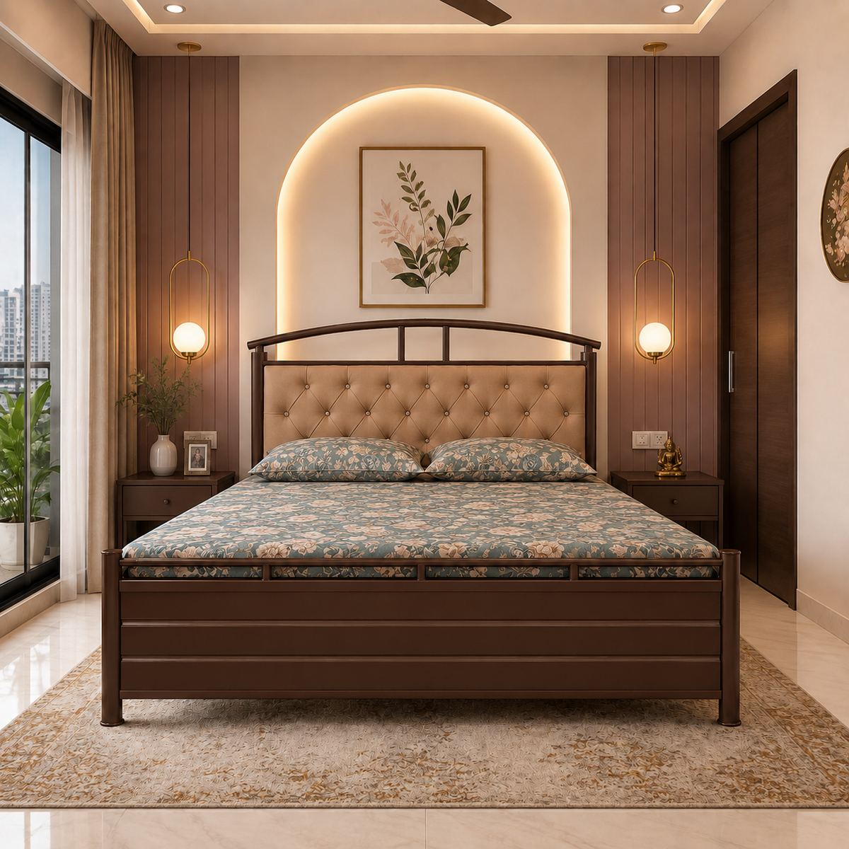 maverick-namariq-hydraulic-storage-metal-bed-frame-with-cushioned-tufted-headboard-bedroom-furniture-easy-assembly-premium-powder-coated-king-queen-single-sizes-brown-brown-color