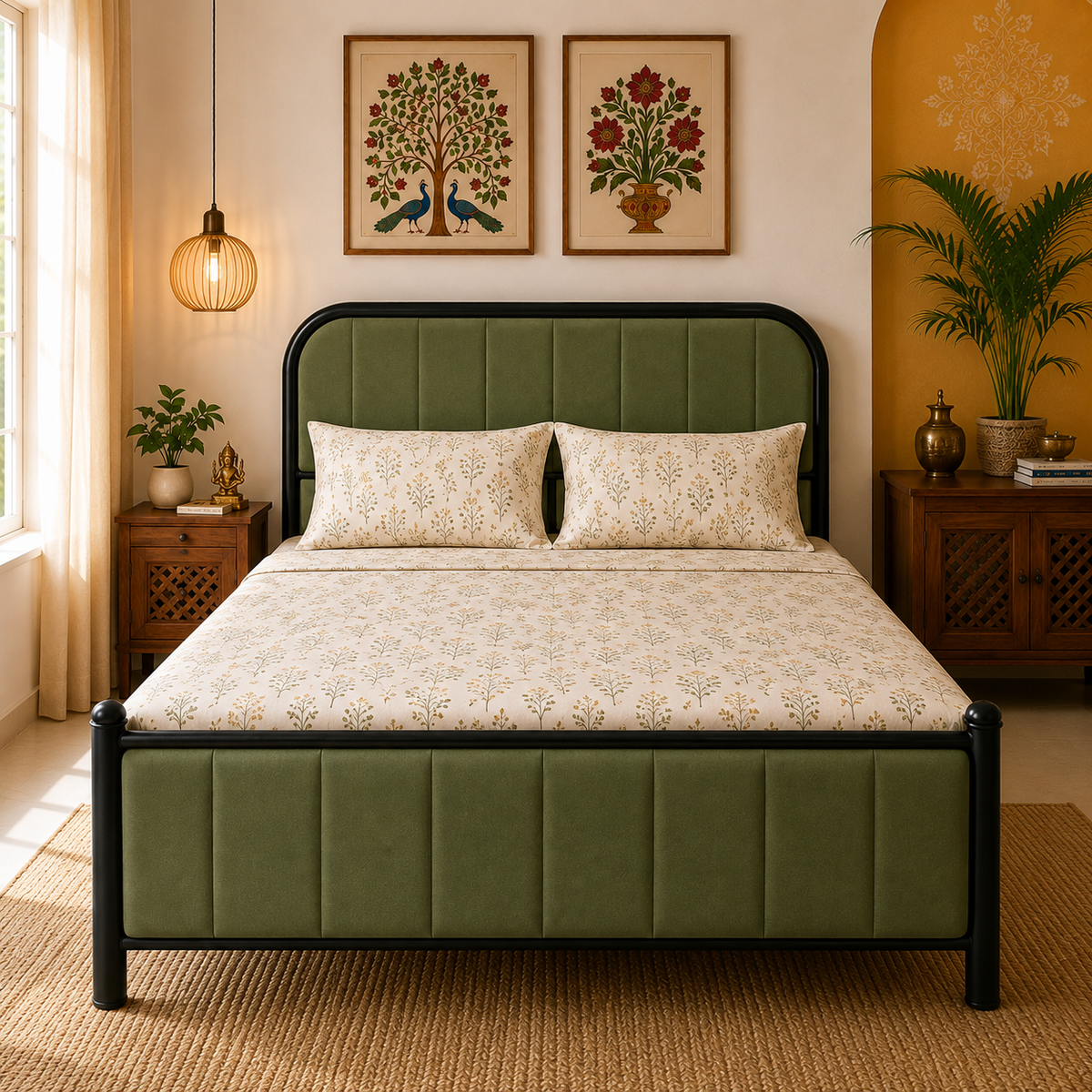 metropolis-namariq-hydraulic-storage-metal-bed-frame-with-cushioned-tufted-head-footboards-bedroom-furniture-easy-assembly-premium-powder-coated-king-queen-single-sizes-black-green-color