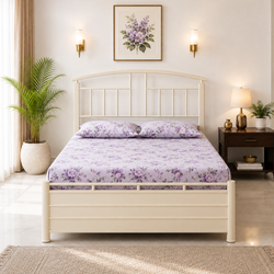 MIZAAN NAMARIQ: Heavy Duty Hydraulic Storage Metal Bed Frame with Designer Headboard | Bedroom Furniture | Easy Assembly | Premium Powder Coated | KING, QUEEN, SINGLE Sizes | IVORY Color
