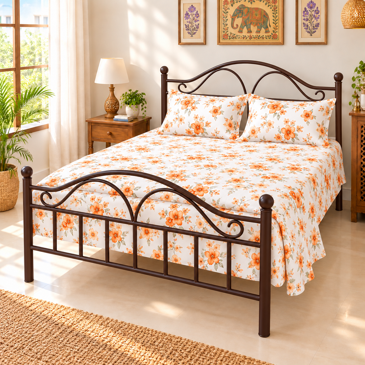 zain-namariq-wrought-iron-modern-metal-bed-cot-space-saving-bedroom-furniture-elegant-head-footboard-noise-free-easy-assembly-with-without-mattress-king-queen-single-sizes-powder-coated-brown-color