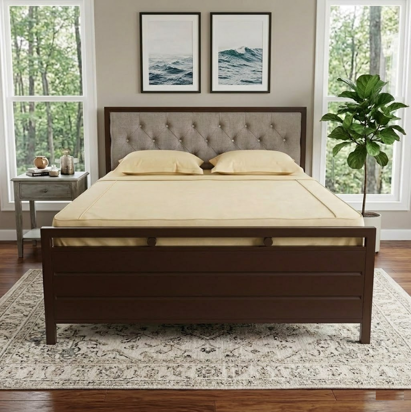 maitreya-namariq-hydraulic-storage-box-metal-bed-frame-with-tufted-fabric-headboard-bedroom-furniture-easy-assembly-premium-powder-coated-king-queen-single-sizes-brown-color