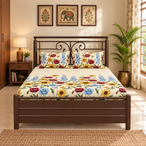 MARBELLA NAMARIQ: Heavy Duty Metal Hydraulic Storage Bed Frame | Classic Designer Headboard| Bedroom Furniture | Easy Assembly | Premium Powder Coated | KING, QUEEN, SINGLE Sizes | BROWN Color