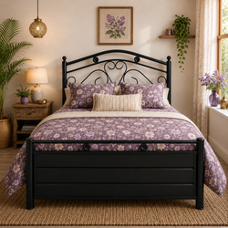MAGNUS NAMARIQ: Hydraulic Storage Metal Bed Frame with Designer Headboard | Bedroom Furniture | Easy Assembly | Premium Powder Coated | KING, QUEEN, SINGLE Sizes | BLACK Color