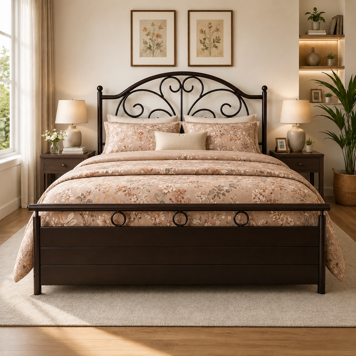 mayura-namariq-heavy-duty-hydraulic-storage-metal-bed-frame-with-designer-scrolled-headboard-bedroom-furniture-easy-assembly-premium-powder-coated-king-queen-single-sizes-brown-color
