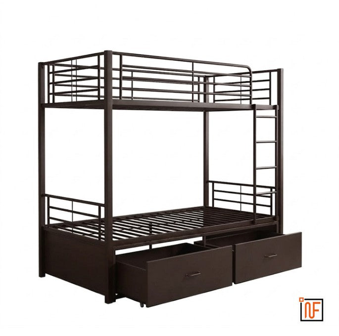 yugma-namariq-twin-over-twin-heavy-duty-metal-bunk-bed-with-integrated-dual-drawer-storage-dark-brown-powder-coated-finish-without-mattresses