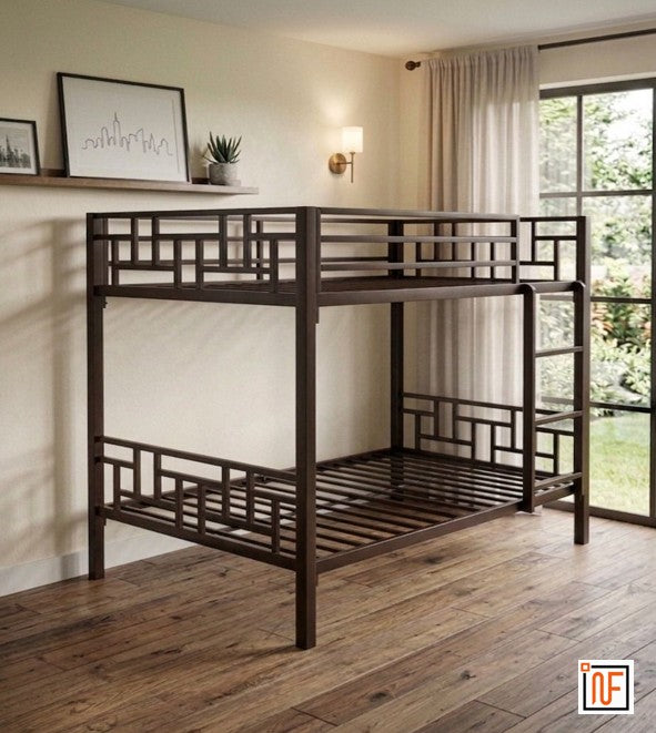 parivar-namariq-upgrade-your-sleep-space-with-the-namariq-full-over-full-metal-bunk-bed-for-4-persons-without-box-storage-without-mattresses-dark-brown-powder-coated-finish