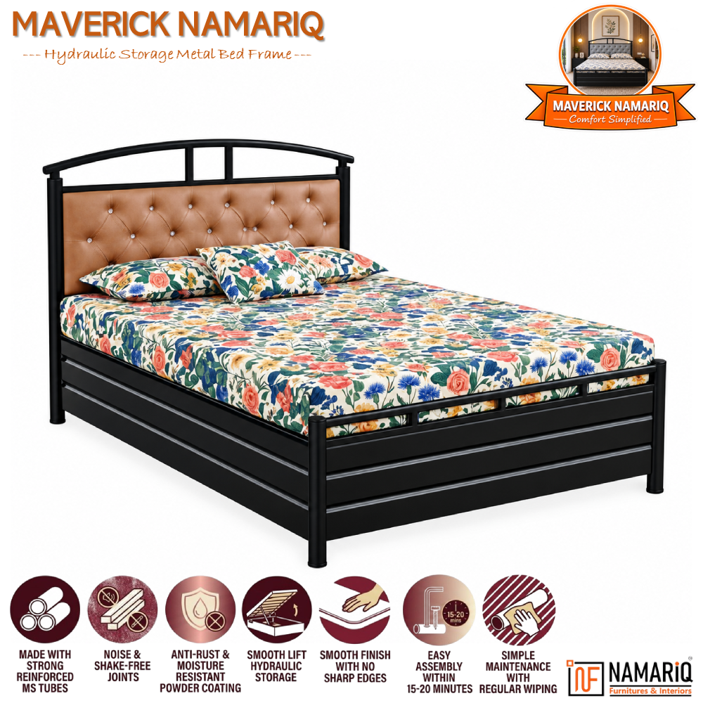 maverick-namariq-hydraulic-storage-metal-bed-frame-with-cushioned-tufted-headboard-bedroom-furniture-easy-assembly-premium-powder-coated-king-queen-single-sizes-black-brown-color