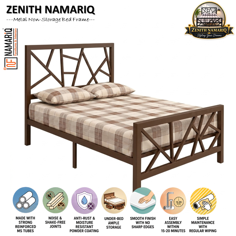 zenith-namariq-heavy-duty-metal-bed-frame-with-modern-geometric-x-pattern-solid-metal-bed-bedroom-home-furniture-with-without-mattress-powder-coated-brown-finish-king-queen-double-single-sizes