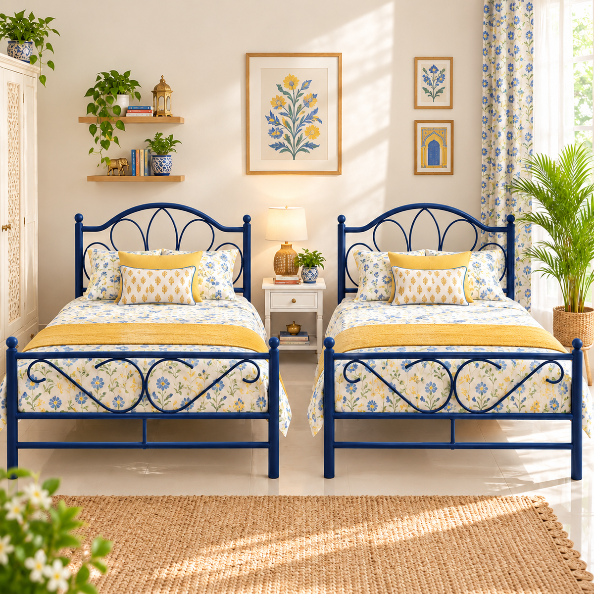 zaydon-namariq-solid-wrought-iron-metal-bed-cot-without-inbuilt-storage-box-space-saving-bedroom-furniture-artistic-head-footboard-with-without-mattress-king-queen-single-twin-sizes-powder-coated-blue-color
