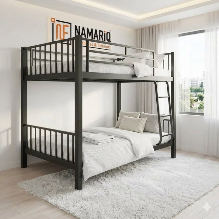 RADIANT NAMARIQ: Twin-Over-Twin, Heavy Duty Metal Bunk Bed – Anti-Rust & Water-Resistant Powder Coated Finish – BLACK+2