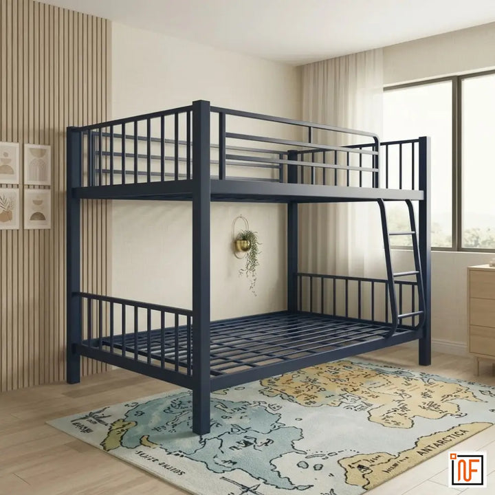 RADIANT NAMARIQ: Twin-Over-Twin, Heavy Duty Metal Bunk Bed – Anti-Rust & Water-Resistant Powder Coated Finish – DARK BLUE+2