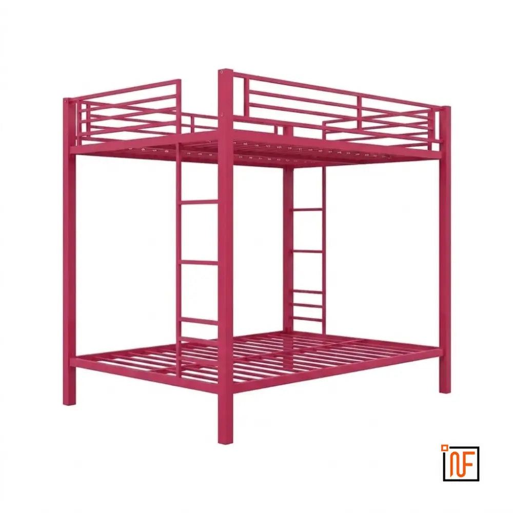 aegis-namariq-twin-over-twin-heavy-duty-metal-bunk-bed-without-inbuilt-storage-anti-rust-water-resistant-powder-coated-finish-dark-pink