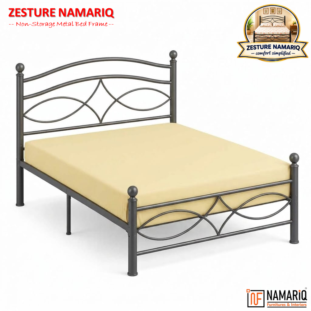 zesture-namariq-solid-wrought-iron-metal-bed-cot-without-inbuilt-storage-box-space-saving-bedroom-furniture-artistic-head-footboard-with-without-mattress-king-queen-single-sizes-powder-coated-grey-color
